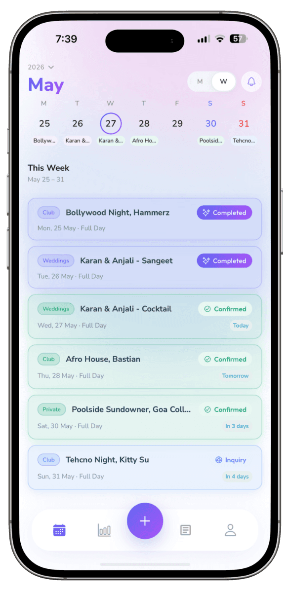 Gigbook App Mockup